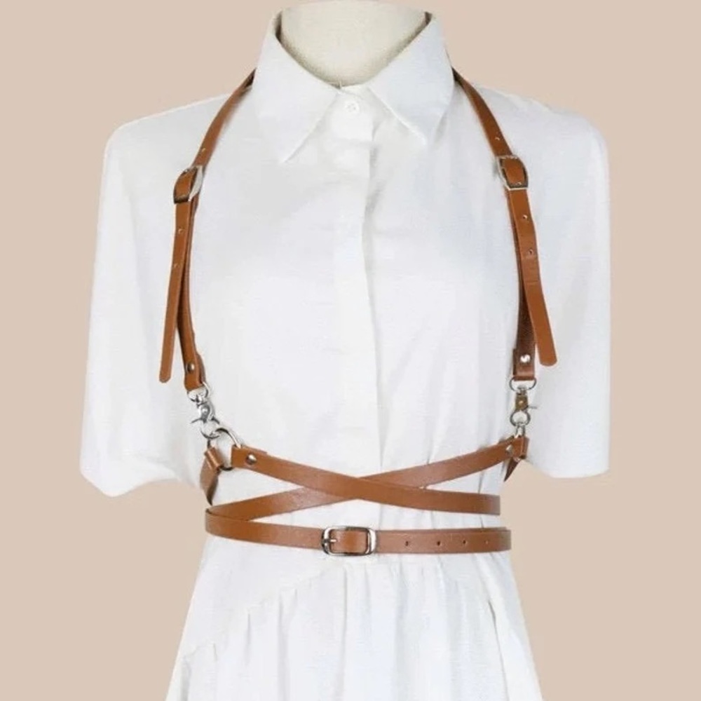 Handmade Cognac Faux-leather Harness